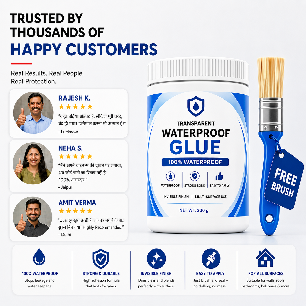Stufx - Transparent Waterproof Glue + Free Brush ( BUY 1 GET 1 FREE )