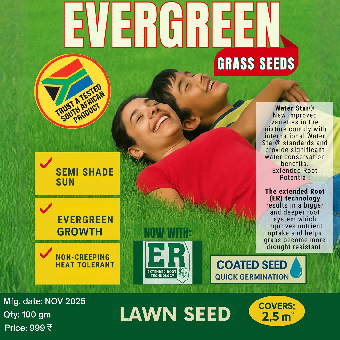 All Seasons Evergreen Grass Seeds | Year-Round Beautiful Green Lawn (Buy 1 Get 1 Free)